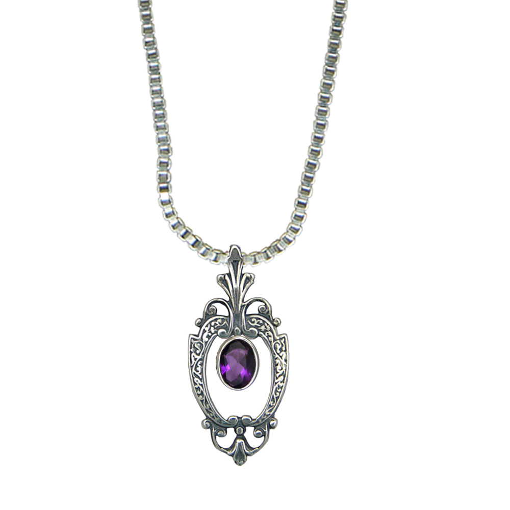 Sterling Silver Victorian Necklace With Amethyst